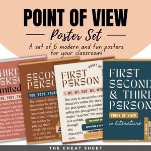 Point of View in Literaturplakaten; POV; Poster für das Englische Klassenzimmer der High School oder der Mittelschule! Ein Set von 6 Postern