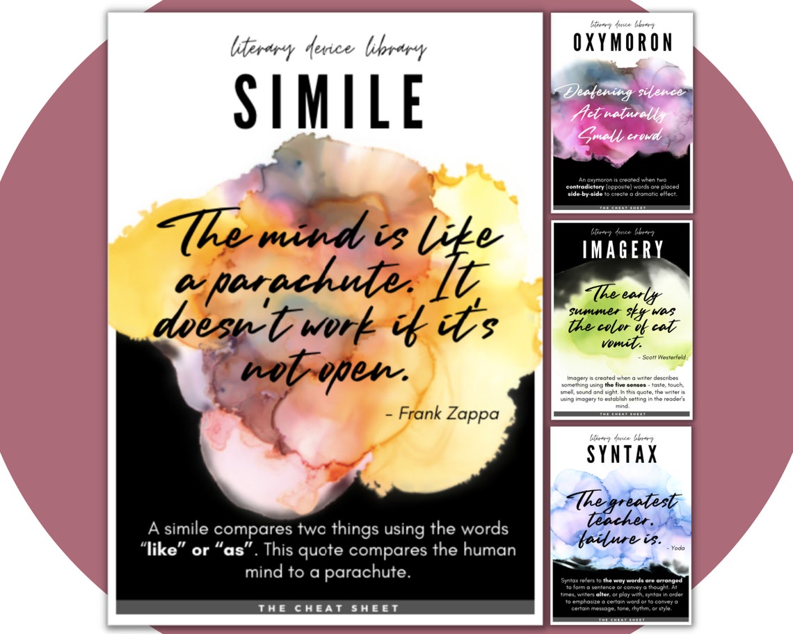 Literary Device Posters for the High School or Middle School English ...
