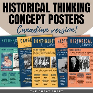 Historisches Denken Konzepte Poster - Kanadische Version! Poster für den Geschichtsunterricht in der High School oder Mittelschule - ein Set mit 6 Postern