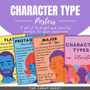 Types of Characters; Character Types in Literature; Posters for the High School or Middle School English Classroom! A Set of 14 Posters