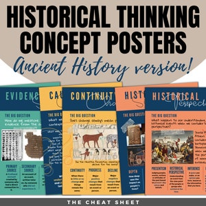 Historical Thinking Concepts Posters - Ancient History Version! Posters for the High School or Middle School History Classroom - A Set of 6!