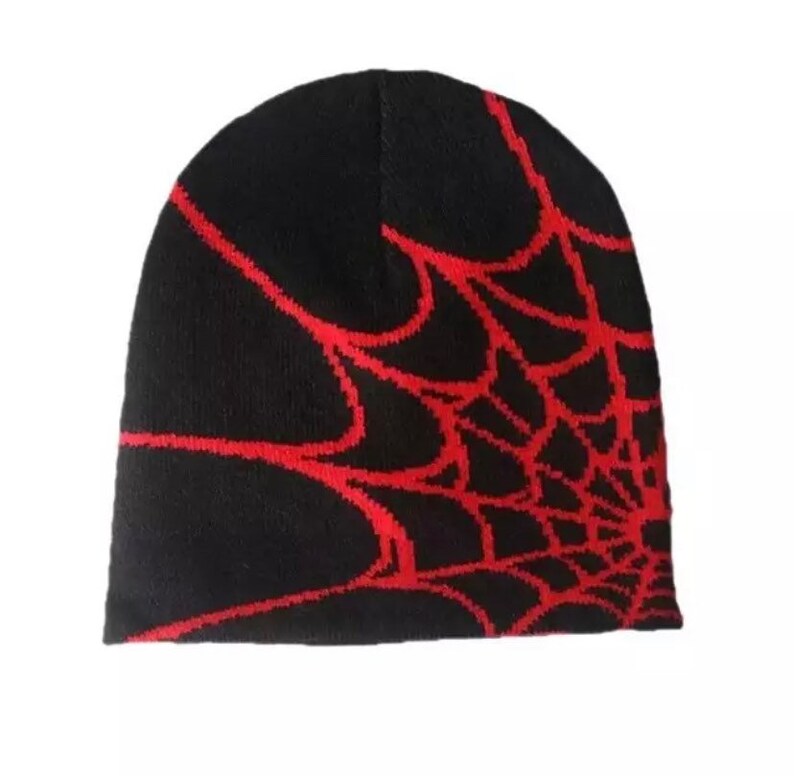 Y2k Spider Web Beanie Knitted Hat Winter Warm Beanies Men Grunge Hip