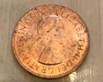 1967年 1ペニー硬貨 イギリス エリザベス2世女王、英国 1セント硬貨