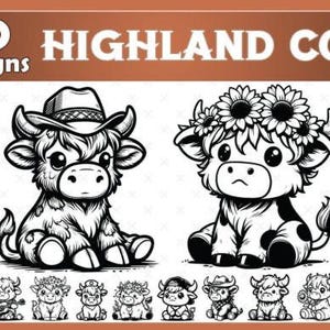 Highland Cow SVG Bundle PNG DXF