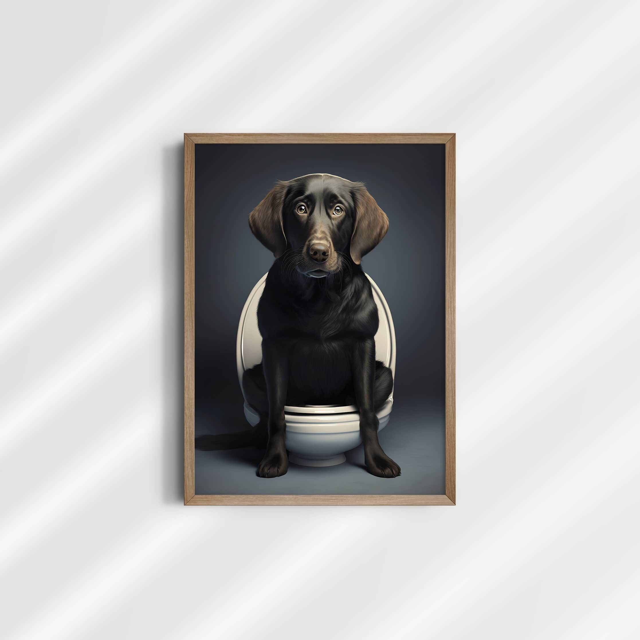 Dog on Toilet, Printable Wall Art, Dog Wall Art, Dog Print, Dog