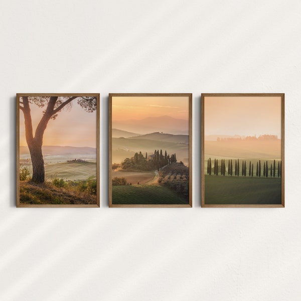 Set of 3 Tuscany Vibes Pictures, Printable Wall Art, Italy, San Quirico d'Orcia, Val d'Orcia, Cypresses, Farm, Hills, Digital Download