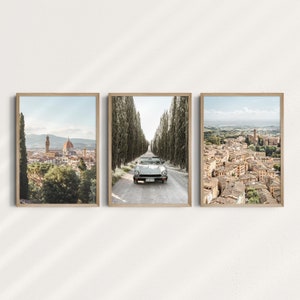 3-Piece Set Tuscany Wall Art, Printable Art, Florence, Siena, Quirico d&#39;Orcia, Val d&#39;Orcia, Cypress Trees, Tuscan Hills, Digital Download
