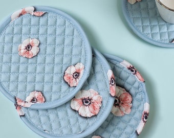 Fabric Coasters,Reusable Coasters,100% Cotton Reusable Fabric Coasters,Fabric Coasters Set of 4,padded coasters, fabriQly