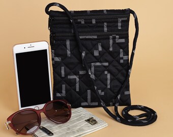 Handmade Crossbody Bag, Crossbody mobile phone bag,Fabric crossbody bag,Boho Crossbody Bag ,Handmade Fabric Crossbody Cellphone Bag,fabriqly
