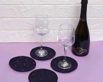 Fabric Coasters,Reusable Coasters,100% Cotton Reusable Fabric Coasters,Fabric Coasters Set of 4,padded coasters