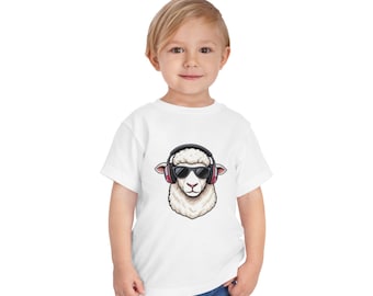Camiseta infantil DJ Sheep / Auriculares Gafas de sol Camiseta para niños