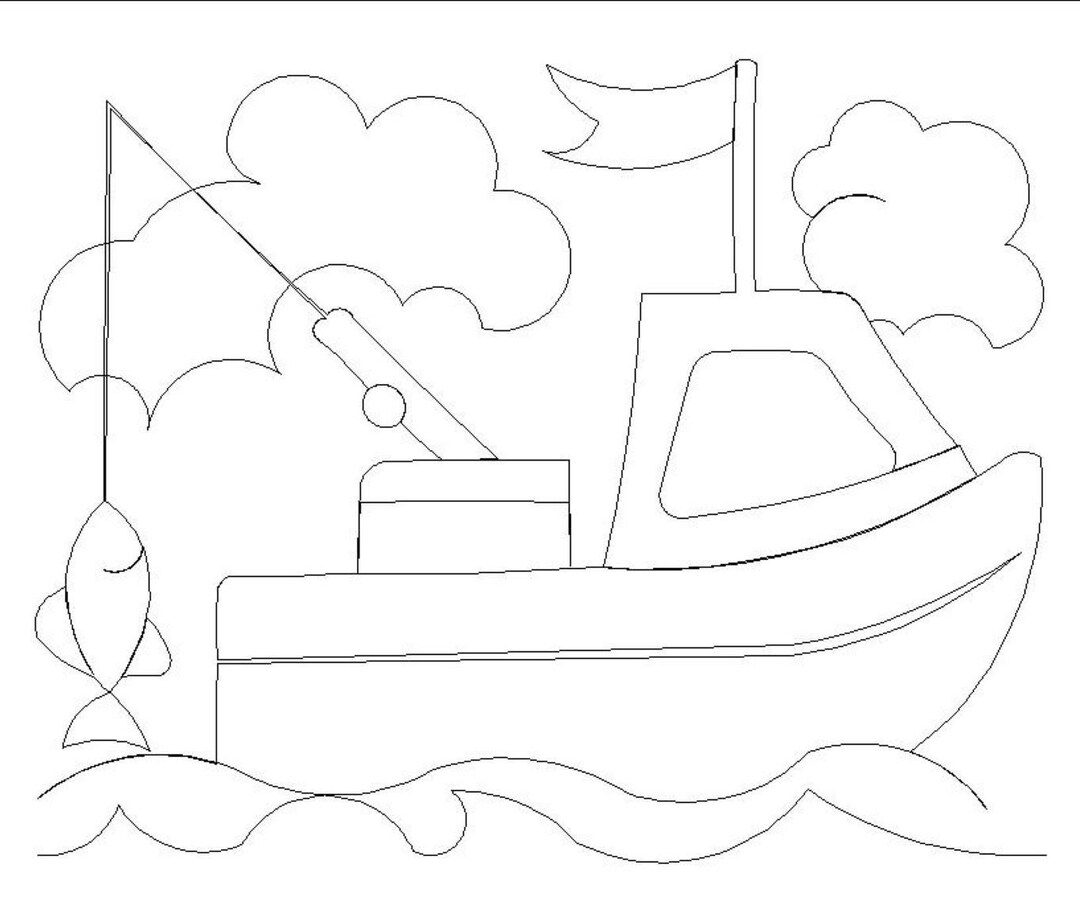 1355 Fishing Boat Border P2p Etsy