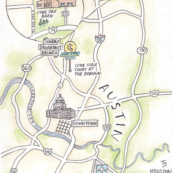 A5 Town and City wedding and event map // Hand drawn urban map // Customised map for invitation