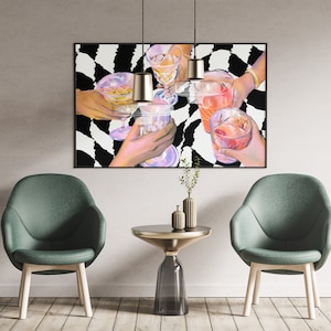 Black and White Check Cheers Digital Print