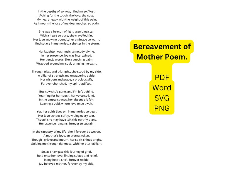 Bereavement Of Mother Poem Poem For Loss Of Mother Mom Bereavement Mum Bereavement Coping