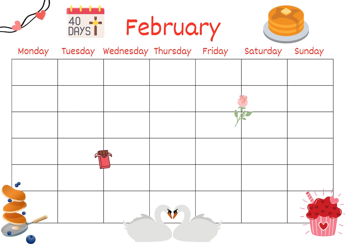 Kids Calendar, Fun Kids Calendar, Instant Printable Children's Calendar ...