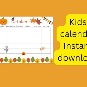 Kids Calendar, Fun Kids Calendar, Instant Printable Children's Calendar ...