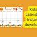 Kids Calendar, Fun Kids Calendar, Instant Printable Children's Calendar ...