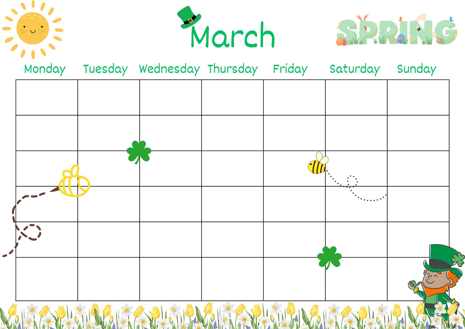 Kids Calendar, Fun Kids Calendar, Instant Printable Children's Calendar