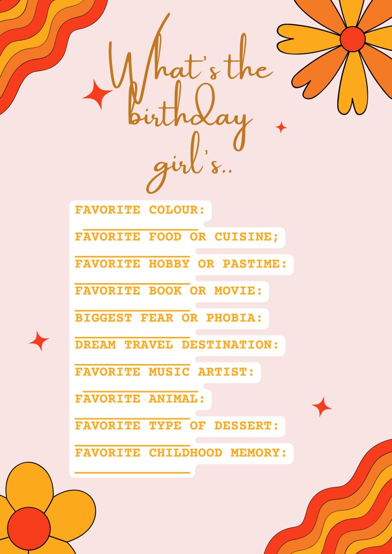 Who Knows the Birthday Girl Best Instant Download and - Etsy