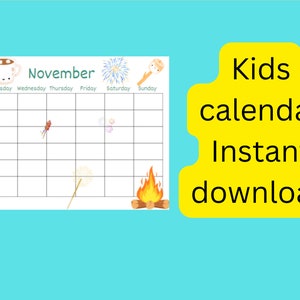 Kids Calendar, Fun Kids Calendar, Instant Printable Children's Calendar ...
