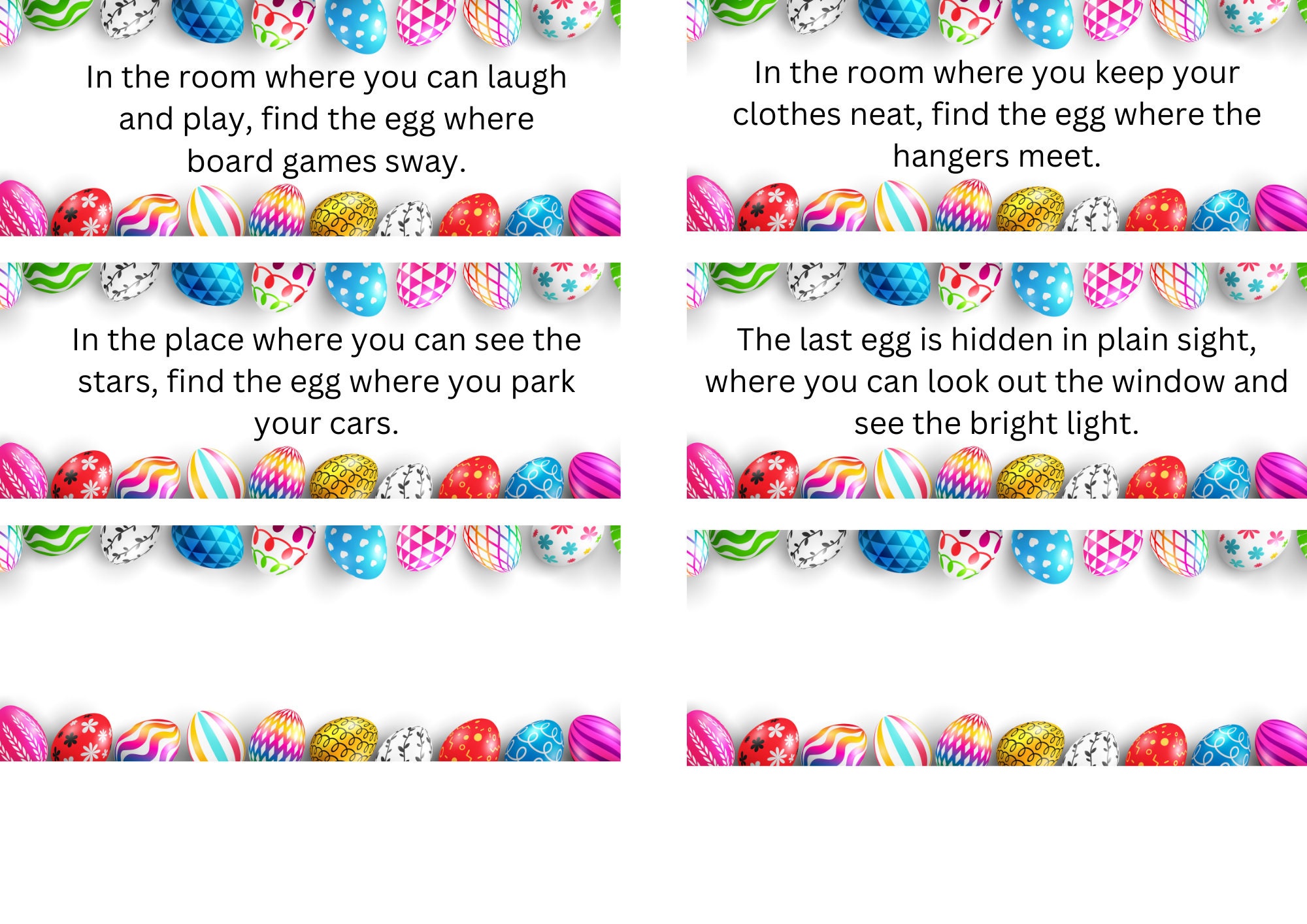 20 Easter Egg Hunt Clues For Older Kids Easter Egg Scavenger Hunt For
