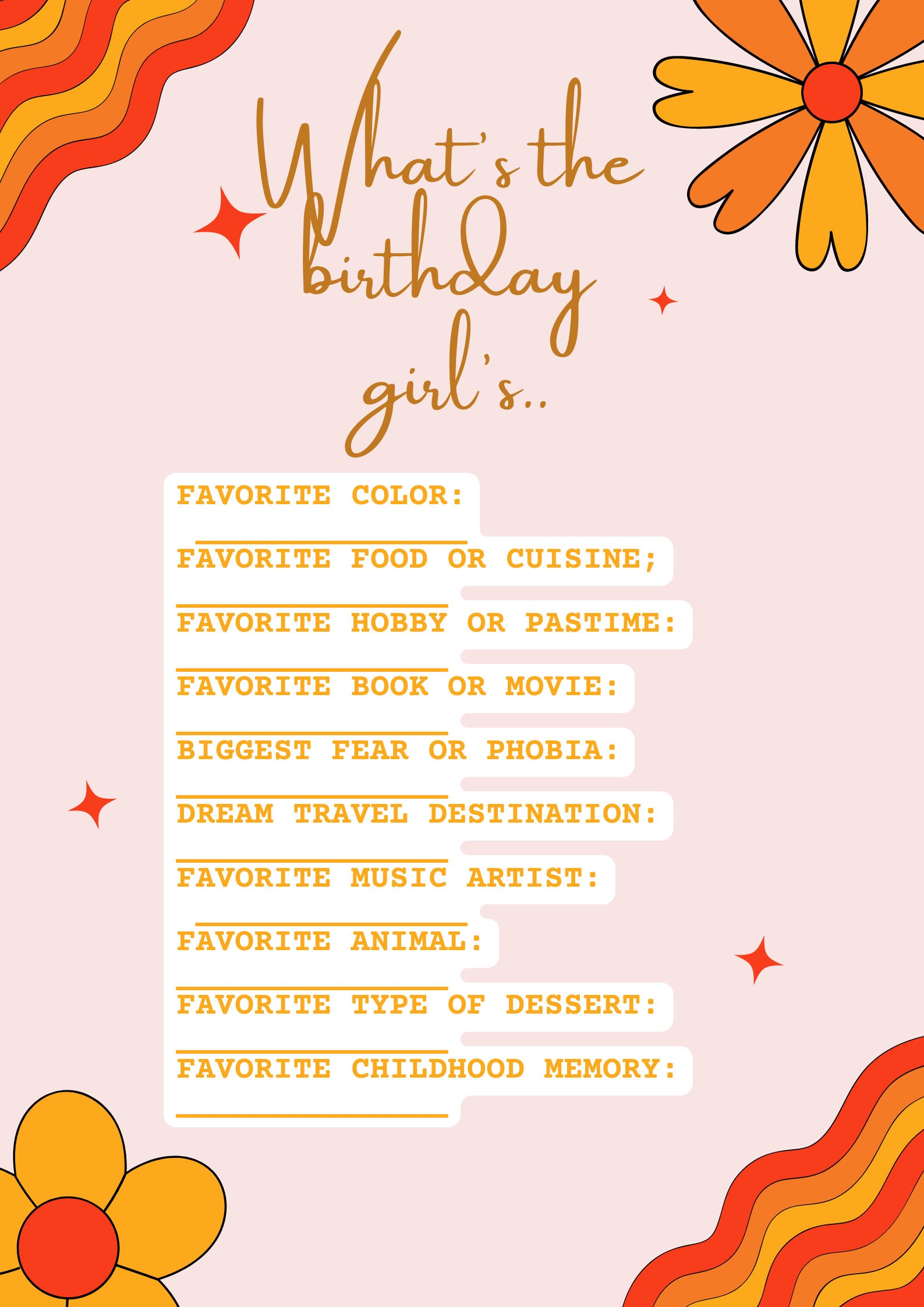 Who Knows the Birthday Girl Best Instant Download and Printable ...