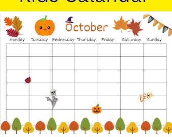 Calendario stampabile per bambini 2026: planner mensile vuoto (file PDF e Word A4)