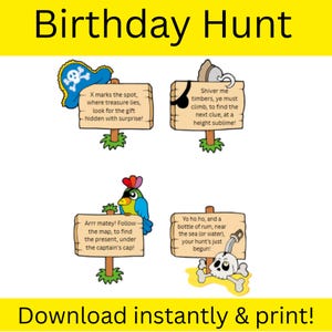 Pirate Birthday Treasure Hunt: 10 Clues (PDF)