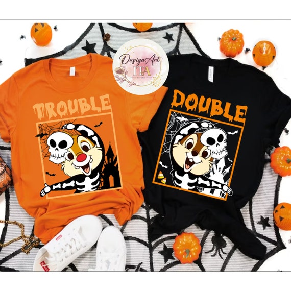 Chip n Dale Skeleton Double Trouble Disney Halloween shirt, Disney Skeleton shirt, Disney world Disneyland halloween party 2023 shirt