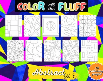 Dibujos geométricos abstractos para colorear: diseños imprimibles (descarga digital)