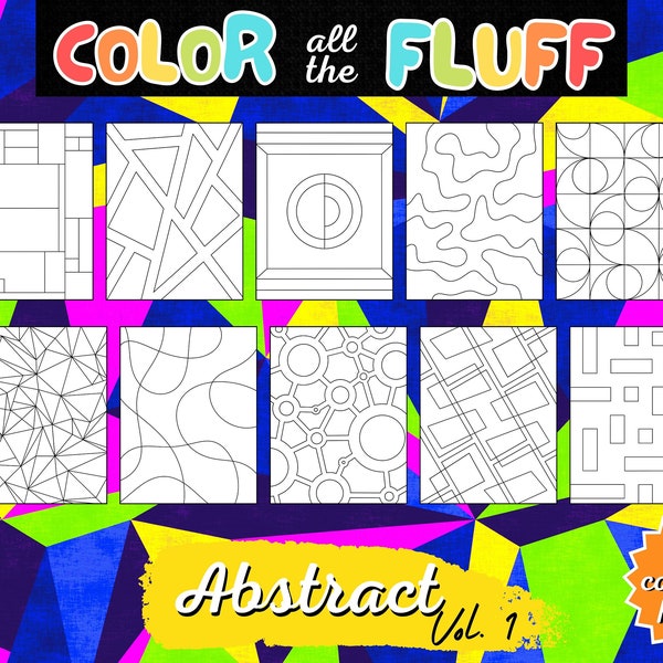 Absract and Geometrical Coloring Pages Digital and Printable for All Ages | Fun designs, Circles, Squares, Triangles by ColorFluff