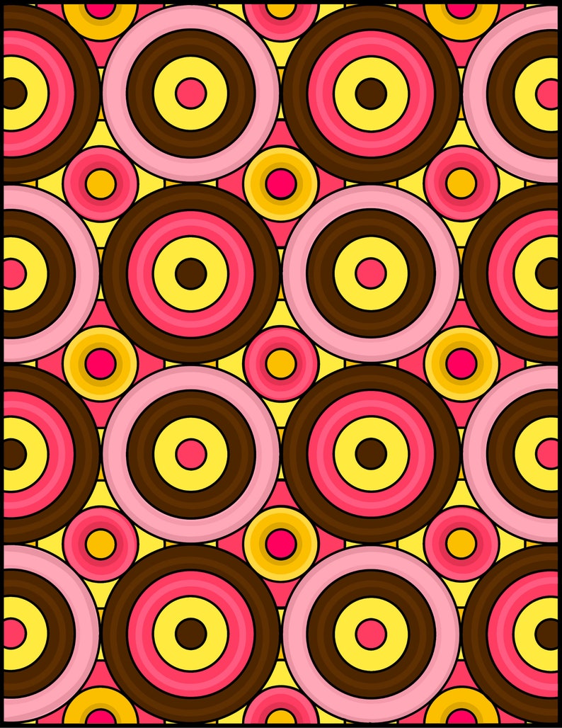 Pattern Coloring pages, easy patterns, relaxing patterns, satisfying patterns, rainbows, circles, petals, flowers, mandalas, abstract, geometric designs by Color Fluff. digital download over 10, 20, 30, 40, 50 coloring pages