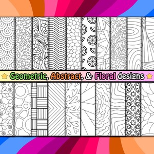 55 relaxing coloring pages to print and color by hand or color digitally on iPad using procreate. Mandalas, Geometric, abstract, and floral designs. Mindful coloring pages for relaxation and stress relief. Amazing patterns, art therapy by Color Fluff