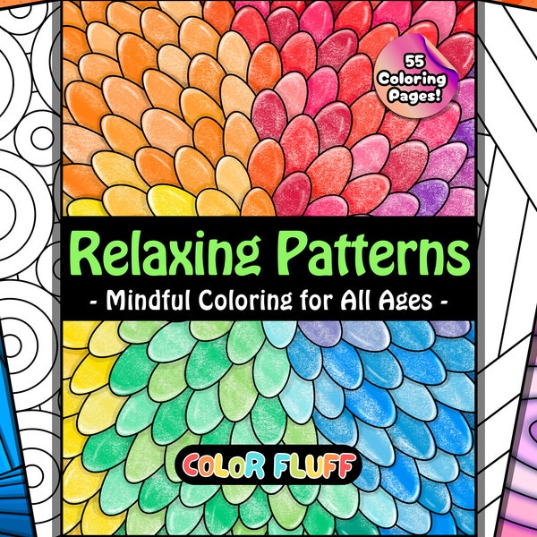 55 Relaxing Patterns Coloring Pages for All Ages Digital and Printable | Mindful, Geometric, Abstract, Floral coloring pages by Color Fluff