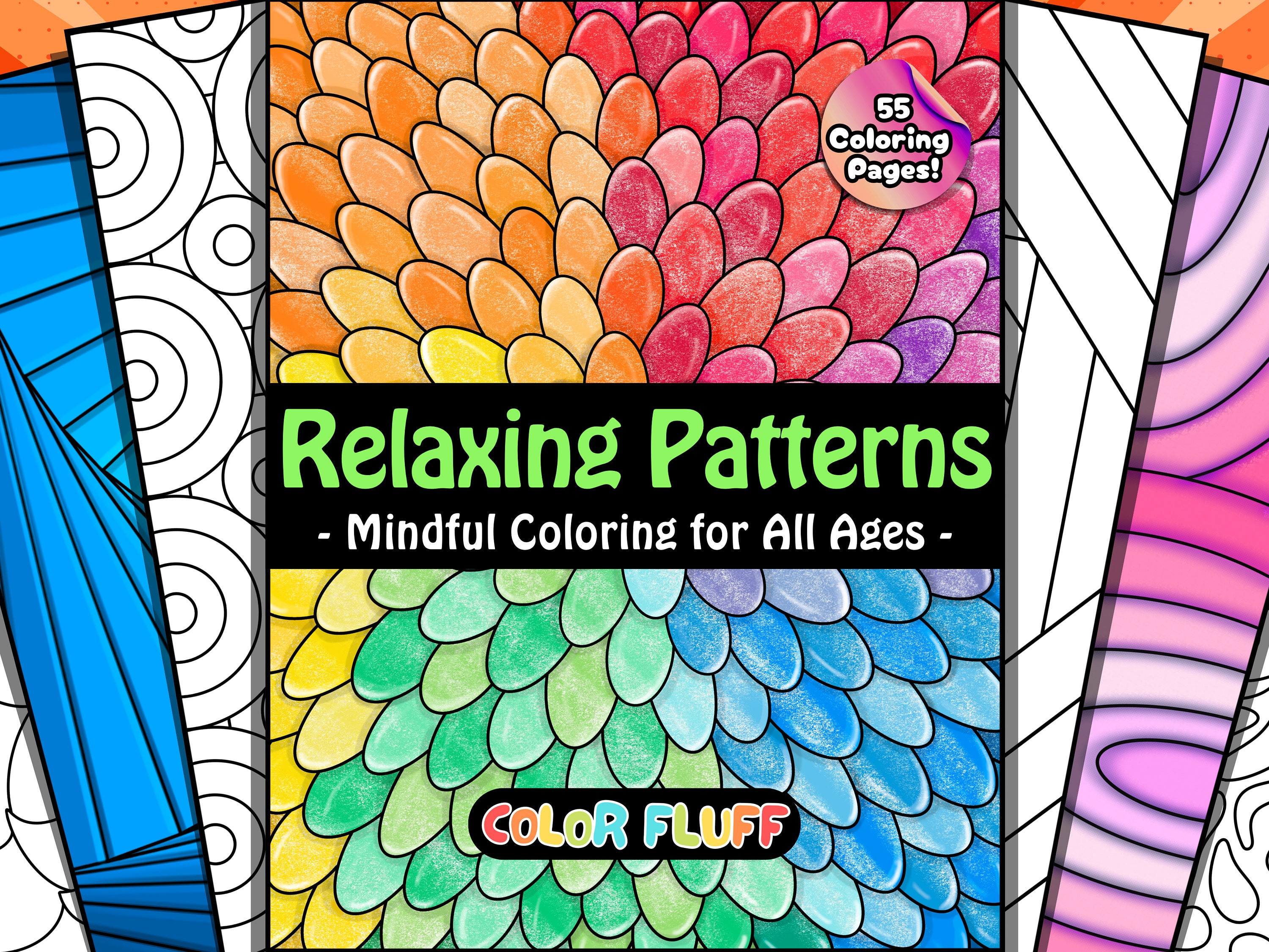 55 Relaxing Pattern Coloring Pages for All Ages | Mindful Geometric, Floral & Abstract Digital Printable Set