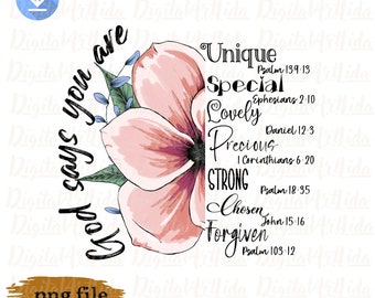 God Says You Are Png, Christian Design, Floral Christian Png, Positive Words png, Christian Quotes, Mental Health Png, Retro Christian desig