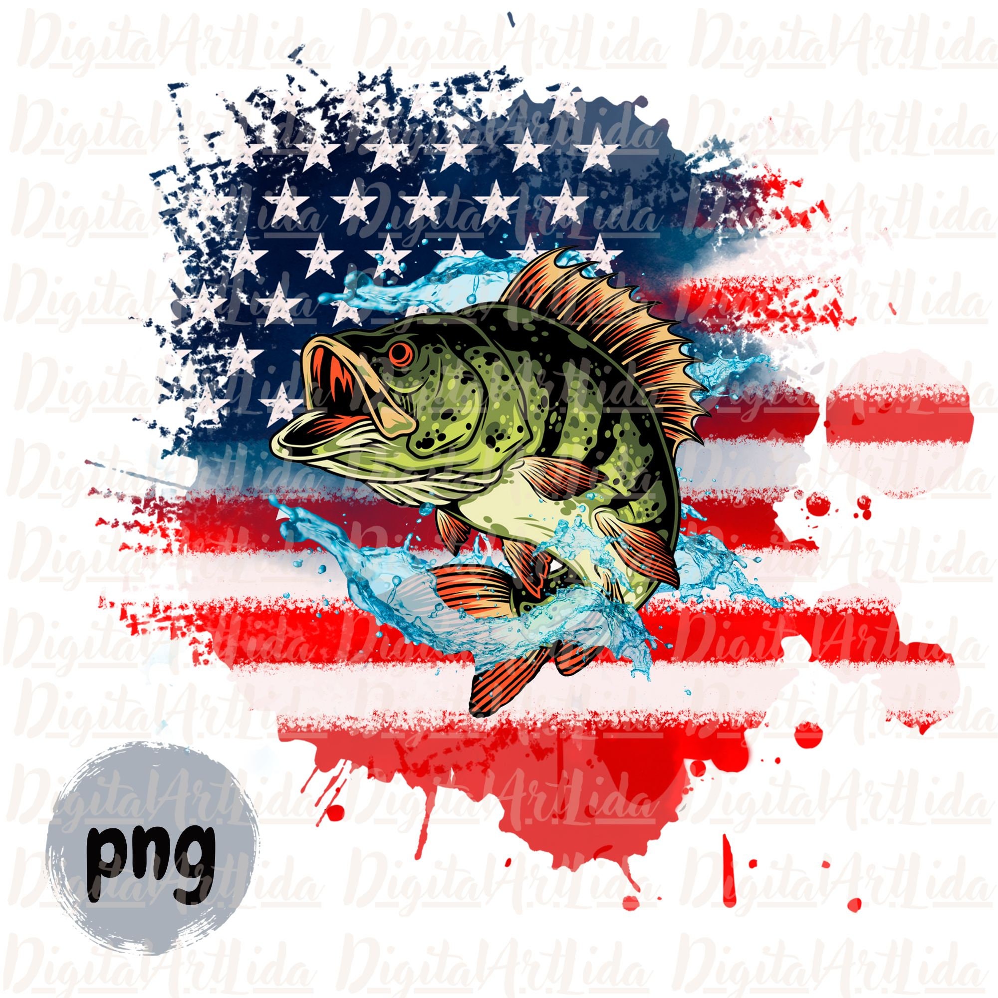 Fish American Flag Png, Fishing Lover, Fishing Sublimation Designs