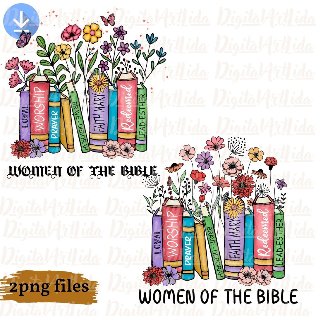 Women of the Bible PNG: Retro Christian Sublimation Design, Wildflowers ...