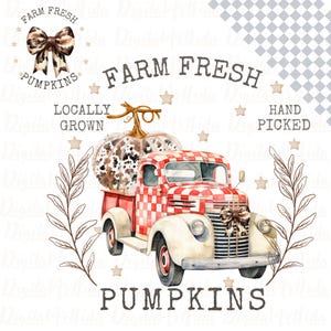 Farm Fresh Pumpkins Png, Coquette Png, Retro Fall Png, Fall Pumpkins Sublimation, Pumpkin Png, Checkered Fall PNG Autumn Sublimation Designs