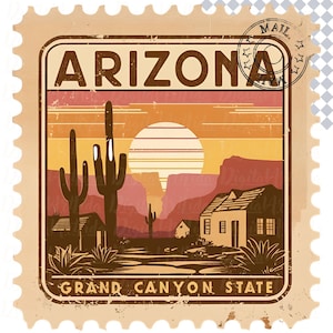 Arizona Stamp State Design, State Stamp Digital Download, United States Png Design, Distressed Vintage Design, United States Patriotic