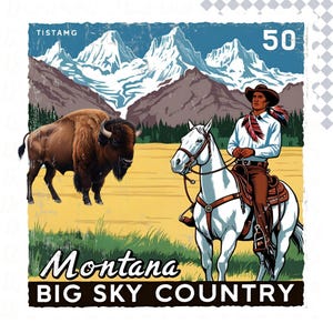 Montana Stamp State Design, State Stamp Digital Download, United States Png Design, Distressed Vintage Design, United States Patriotic