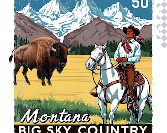 Montana State Stamp Design: Distressed Vintage PNG (Digital Download)