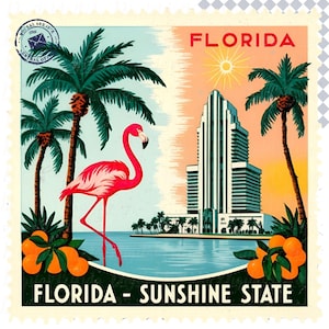 Florida Stamp State Design, State Stamp Digital Download, United States Png Design, Distressed Vintage Design, United States Patriotic