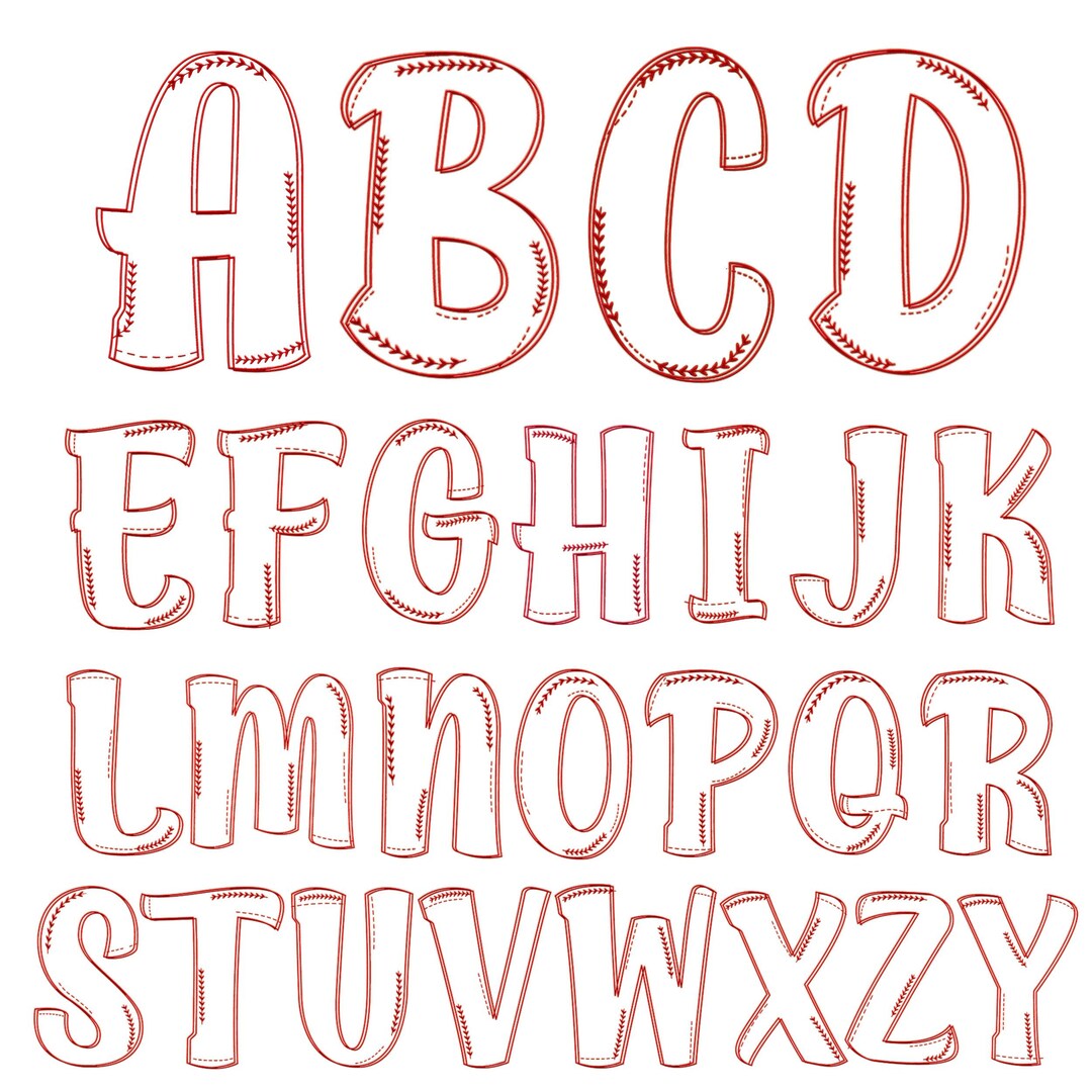 Faux Embroidery Red Stitch, Alphabet PNG, Faux Stitch Letters, Alpha ...