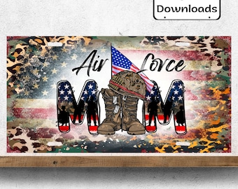 Air Force Mom License Plate PNG Sublimation Printing, American Veteran Digital Downloads, America License Plate PNG, License Plate Decor