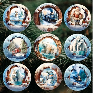 Boule à neige boule à neige PNG : design rond 3D (téléchargement numérique, lot de 9 PNG)