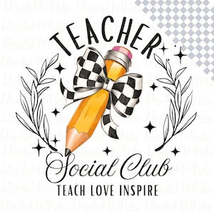 Coquette Teacher Png, Back to School Png, Retro Teacher png, Teacher Appreciation Gift, Teacher Pencil Bow, First Day of School Png