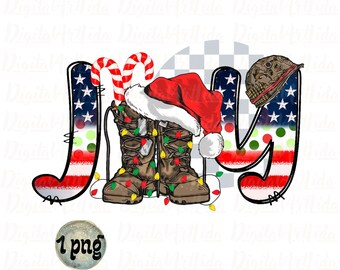 Military Christmas PNG: Army Boots, Dog Tags, Santa Hat (Digital Download)