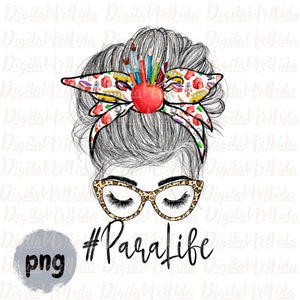 Descarga digital PNG de Para life, moño desordenado paraprofesional PNG, diadema con gafas de sol de leopardo Para life PNG, transferencia de serigrafía Para life